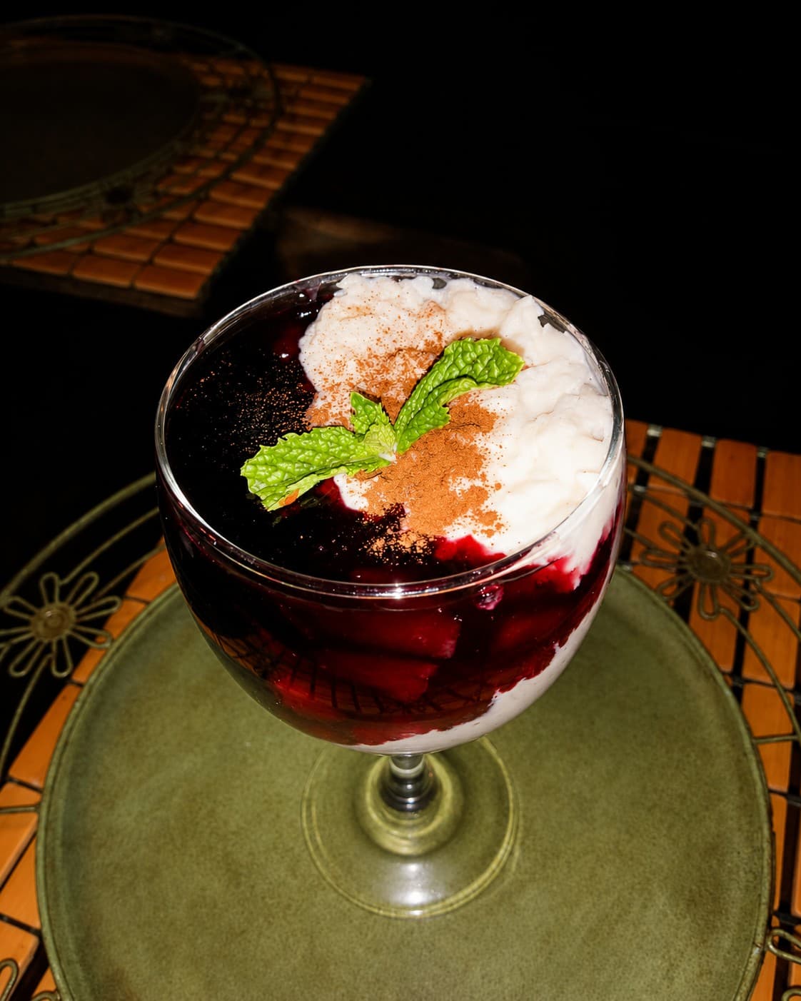 Arroz con leche y mazamorra morada prepared by Maria Mosquera.