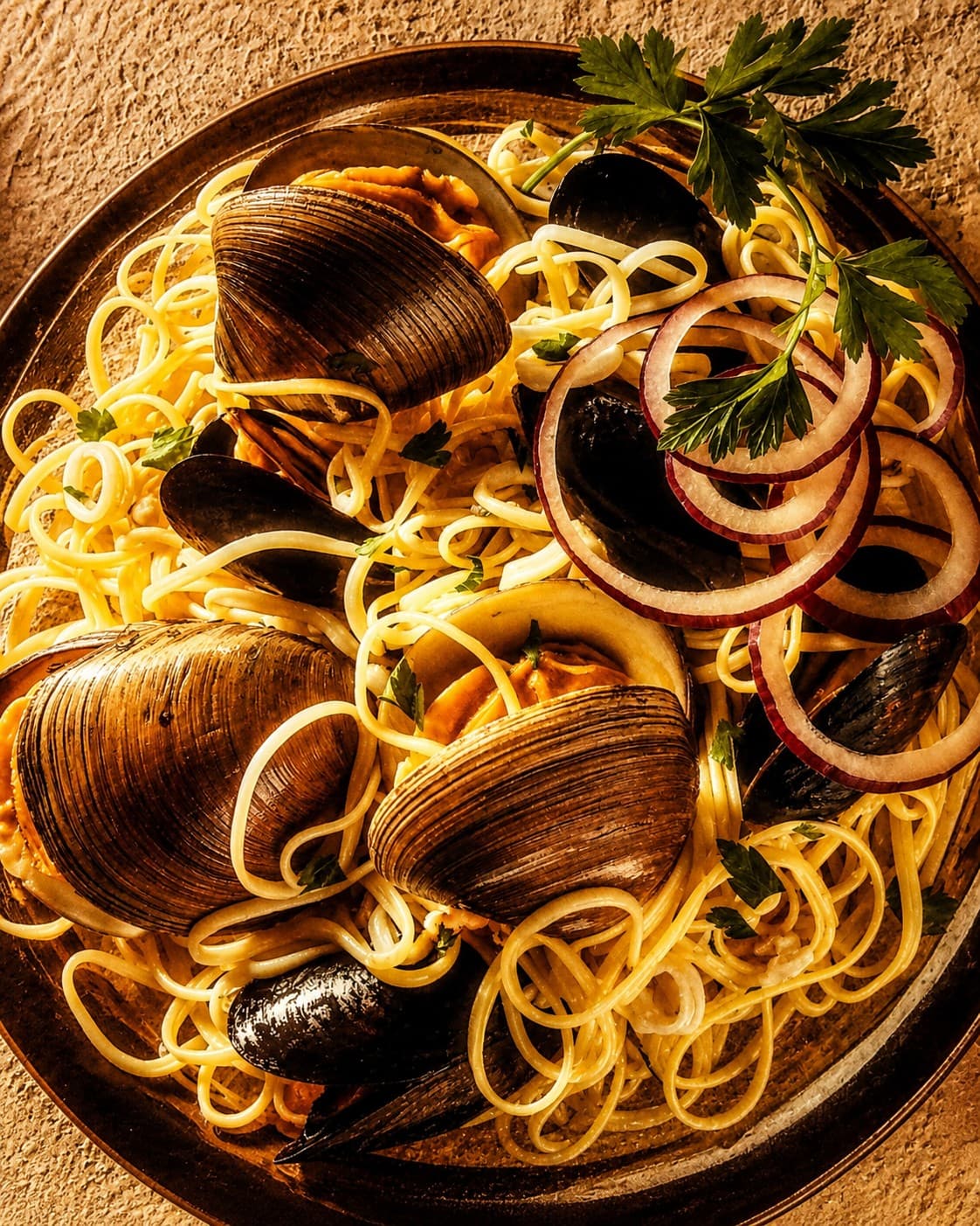 Seafood pasta prepared by Maria Mosquera.