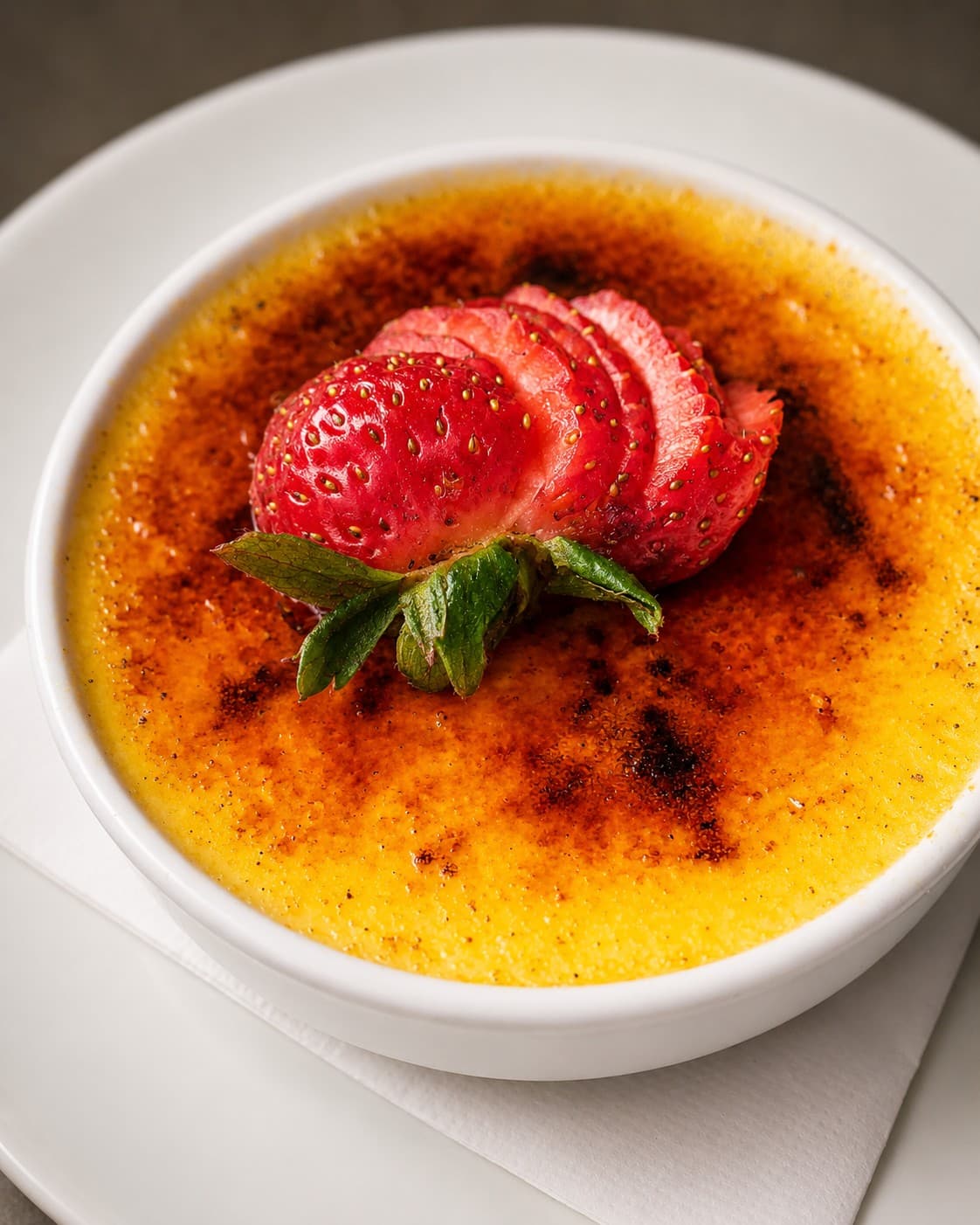 Crème brûlée prepared by Maria Mosquera.